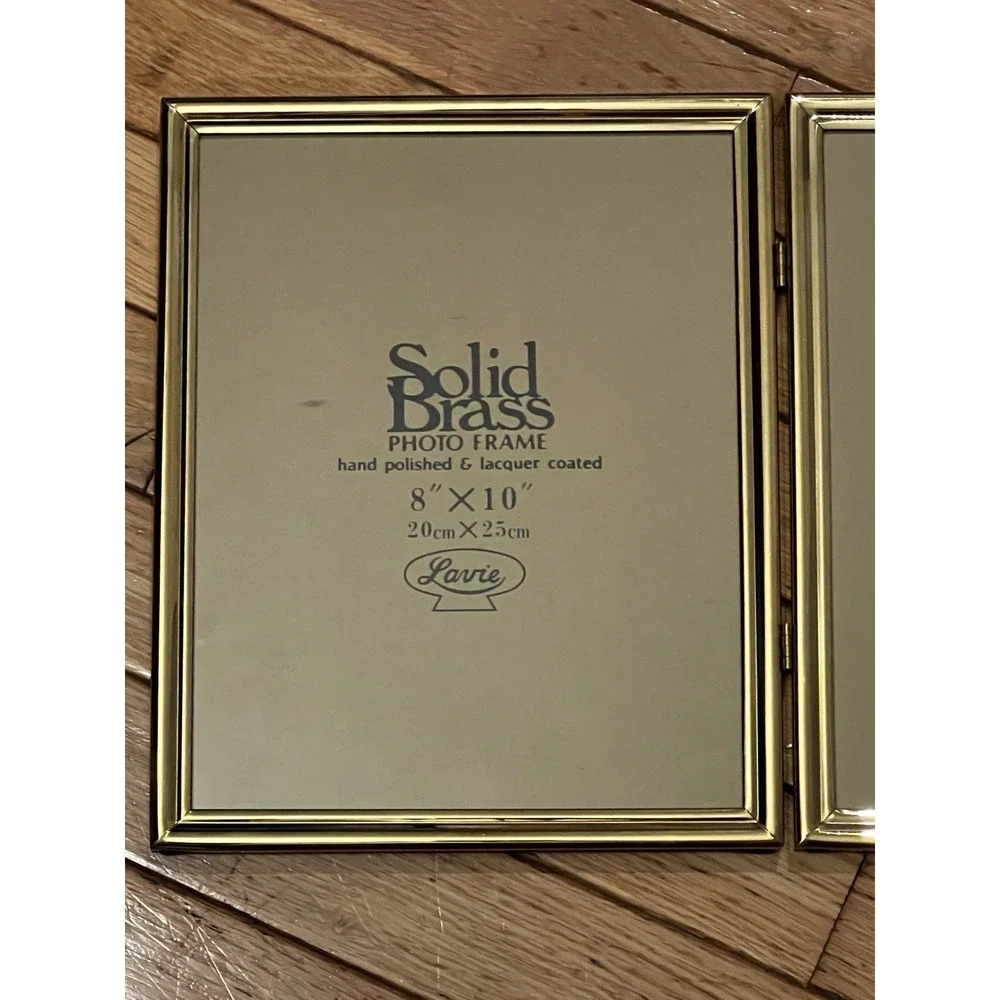 Vtg Solid Brass Double Picture Frame 8